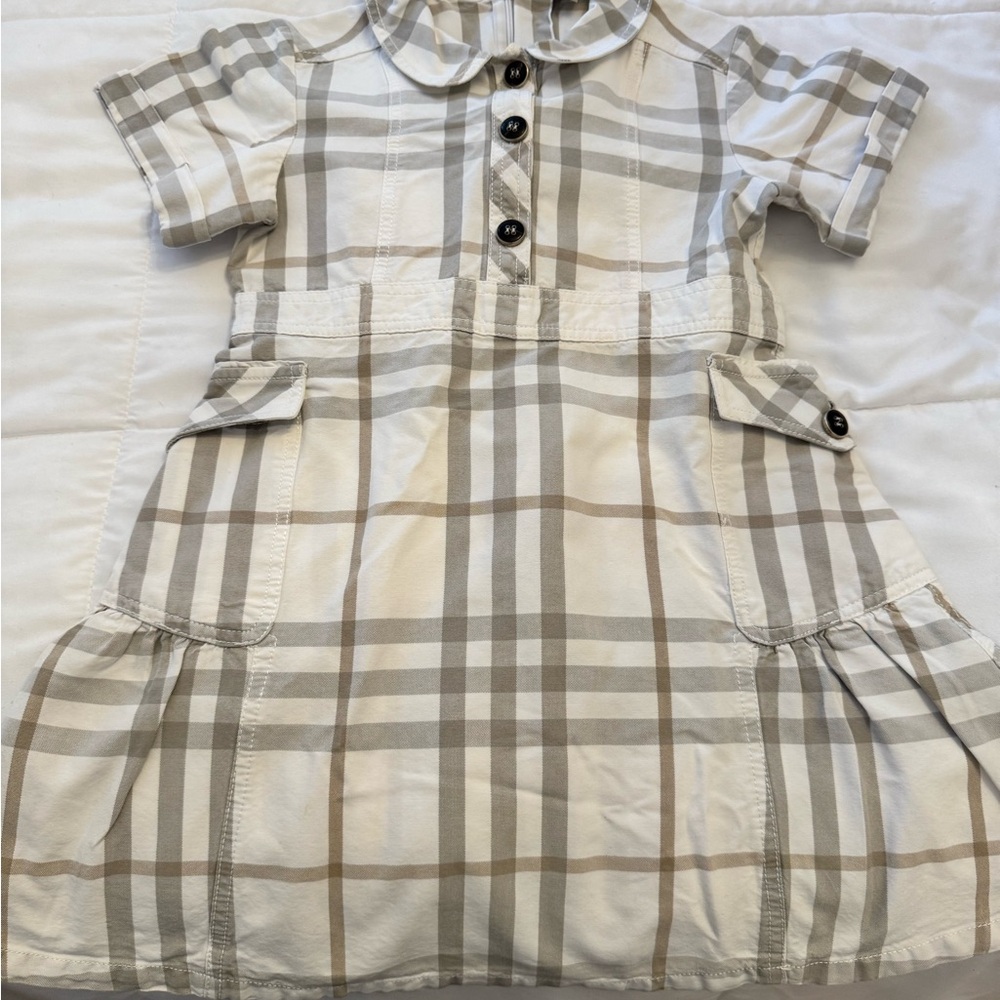 Burberry Gray and White Plaid Dress